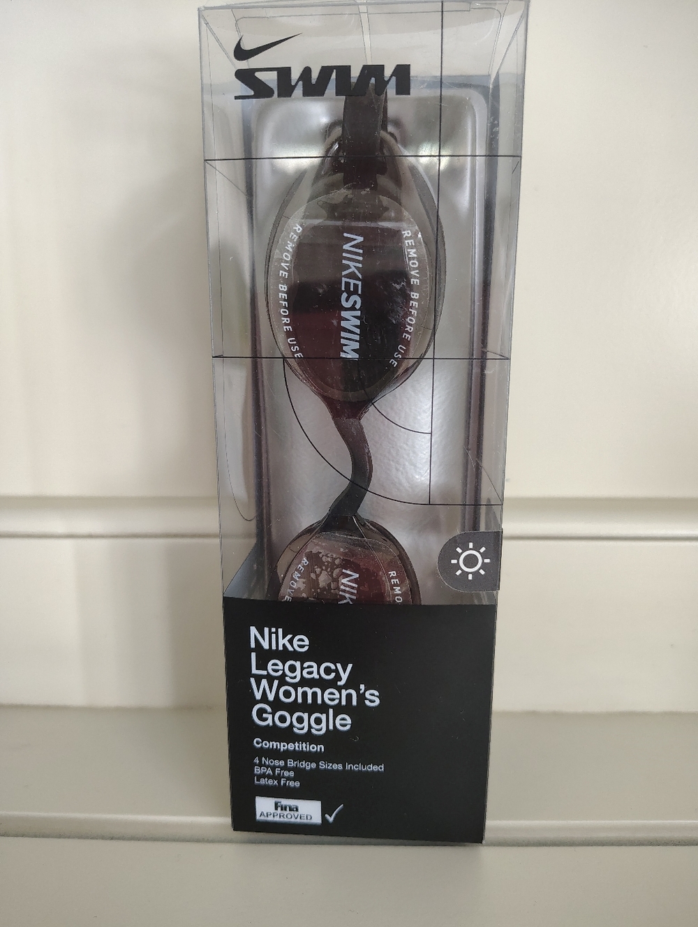 NIKE Legacy Women's Goggle - Competition - Bright Light Tint - Black NIB